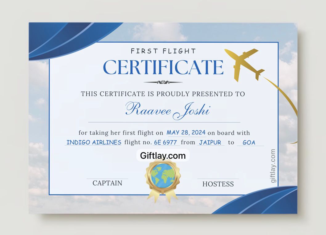 First Flight Certificate