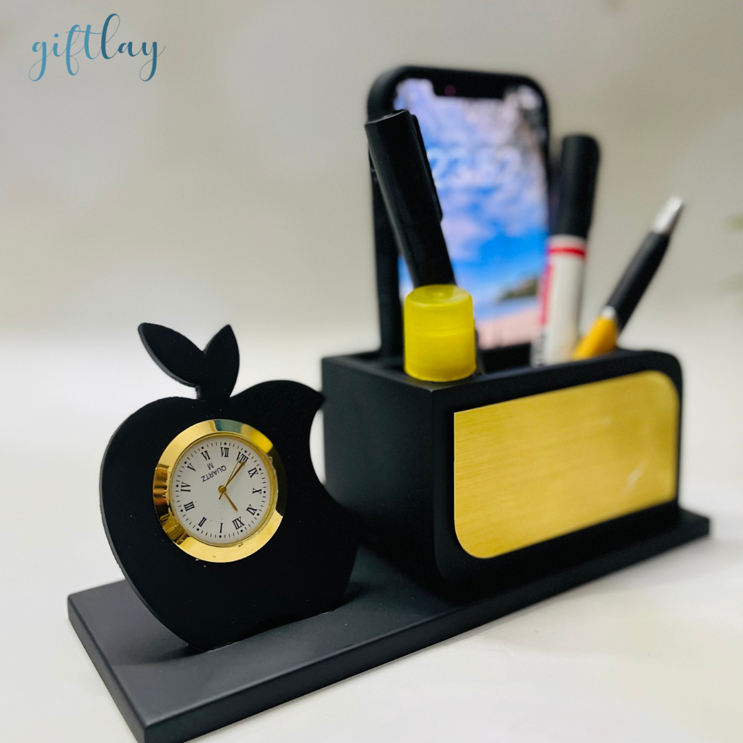 Personalised Pen Stand with apple shaped watch|  Corporate gifts | Office gifts Design 4