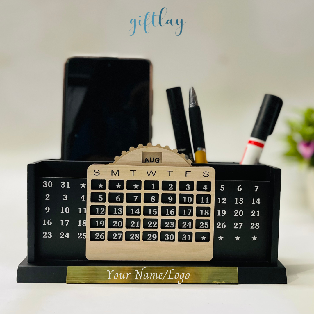 Personalised Pen Stand with Infinity Calendar|  Corporate gifts | Office gifts Design 3