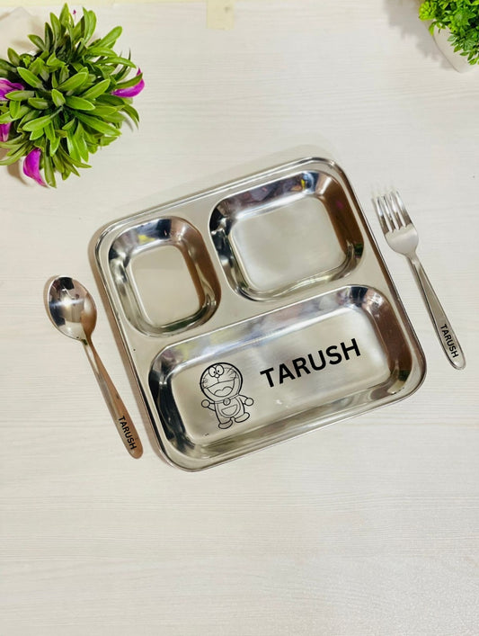 Personalise Steel Thali Set - With partitions