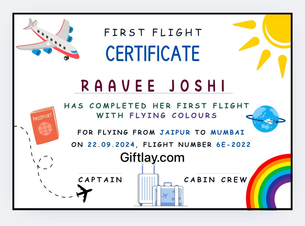 Flying Colours First Flight Certificate