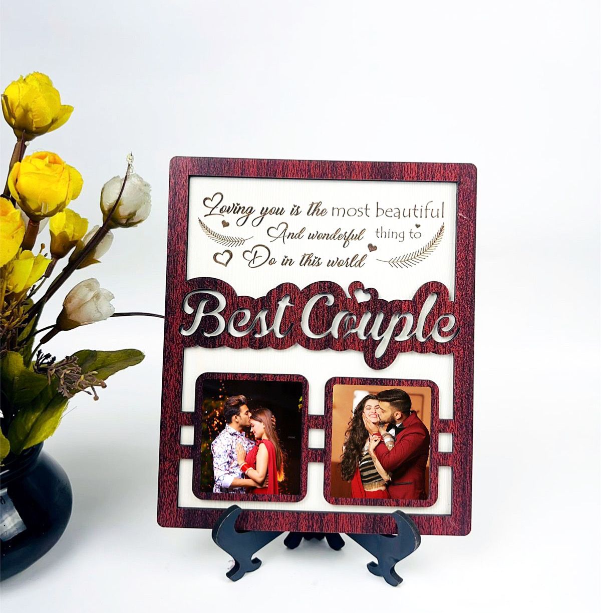 Table Top Engraved Photo frame With 2 photos
