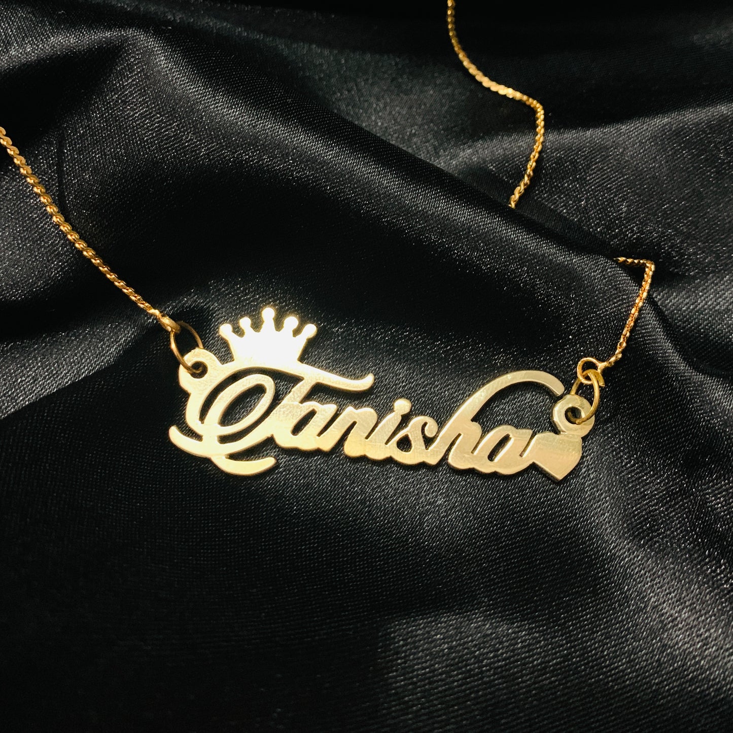 Personalised Name Pendant with chain with crown