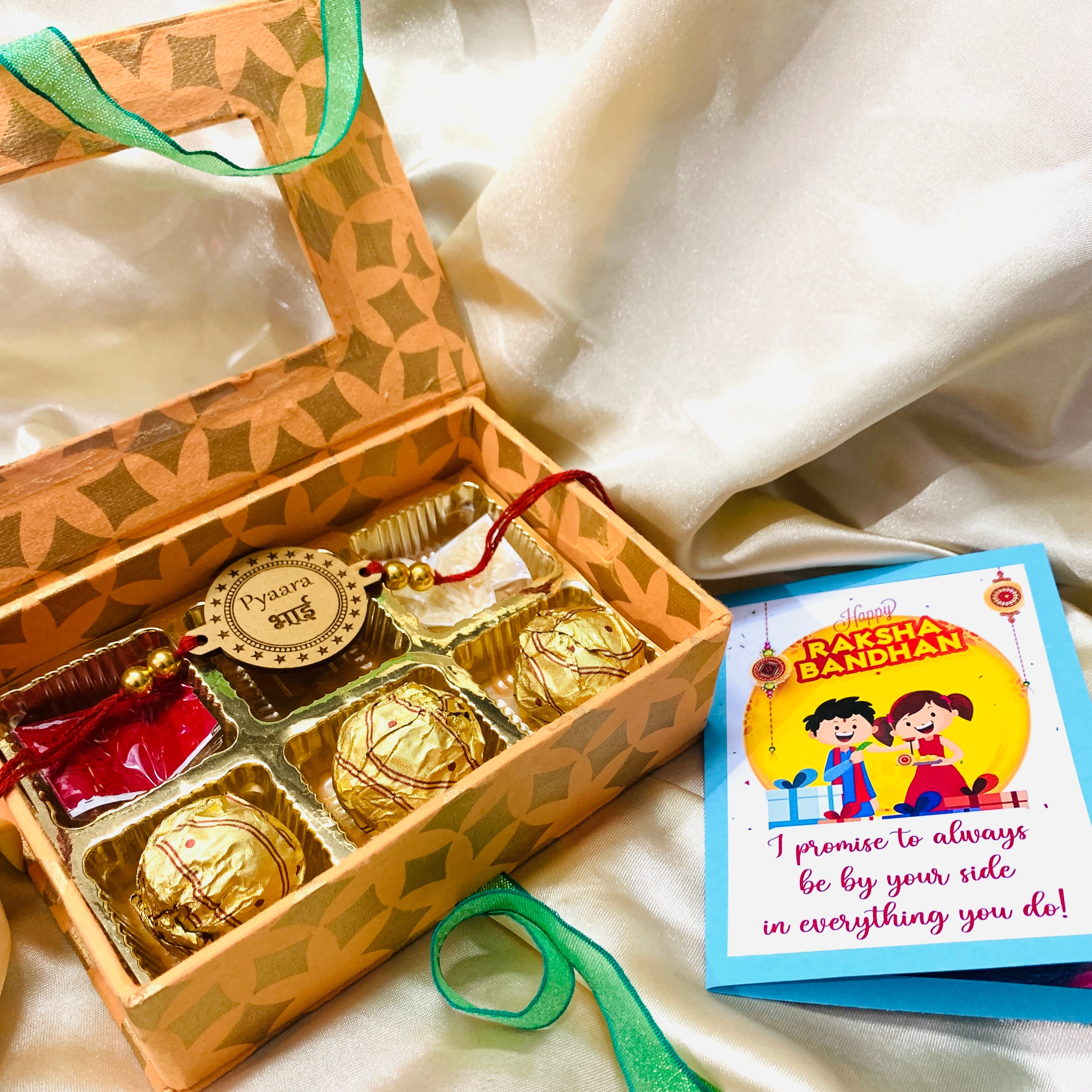 Premium AI Image | Wristband or rakhi gift box sweet dish raksha bandhan  concept