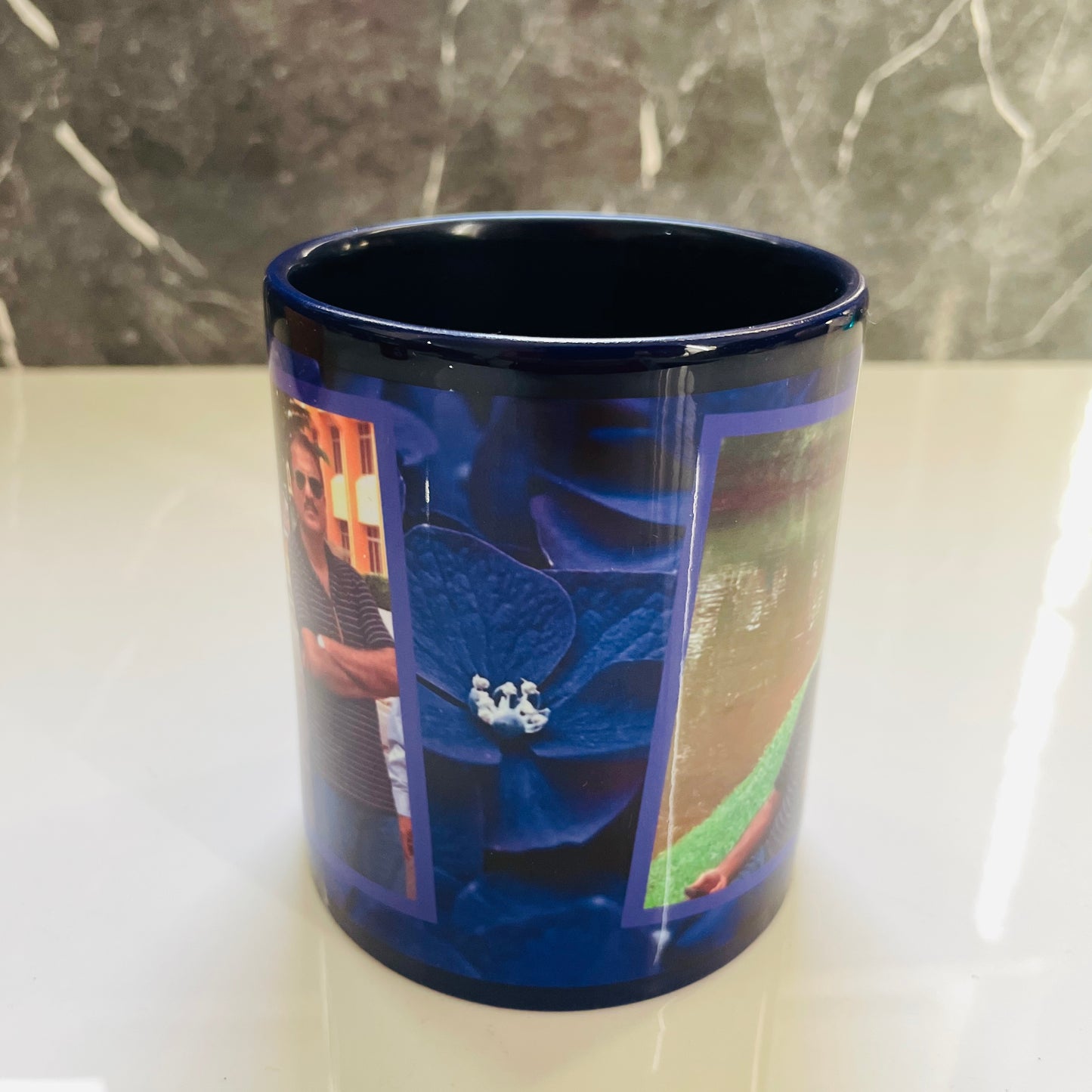 Dark Blue Flower Print Mug