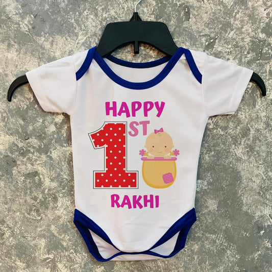 Happy First Rakhi Baby Romper